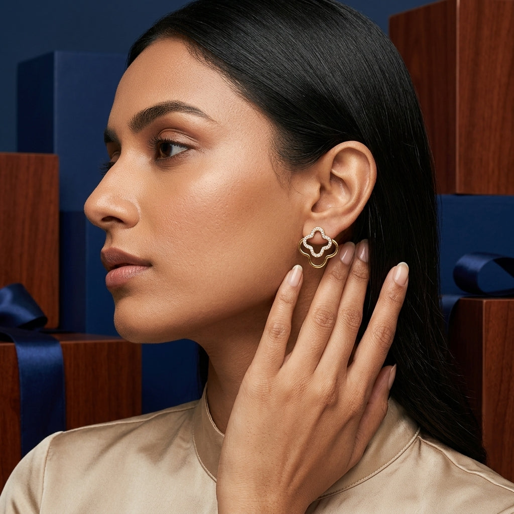 Clover Crystal Studs