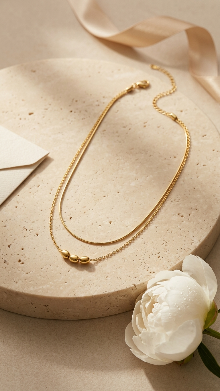 Layered Gold Bead Necklace