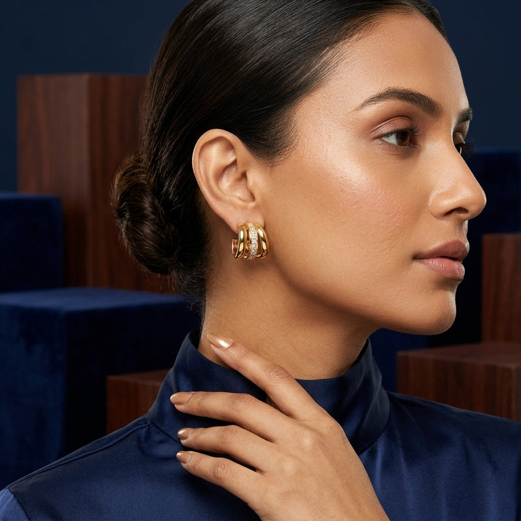 Crystal Trio Huggie Earrings