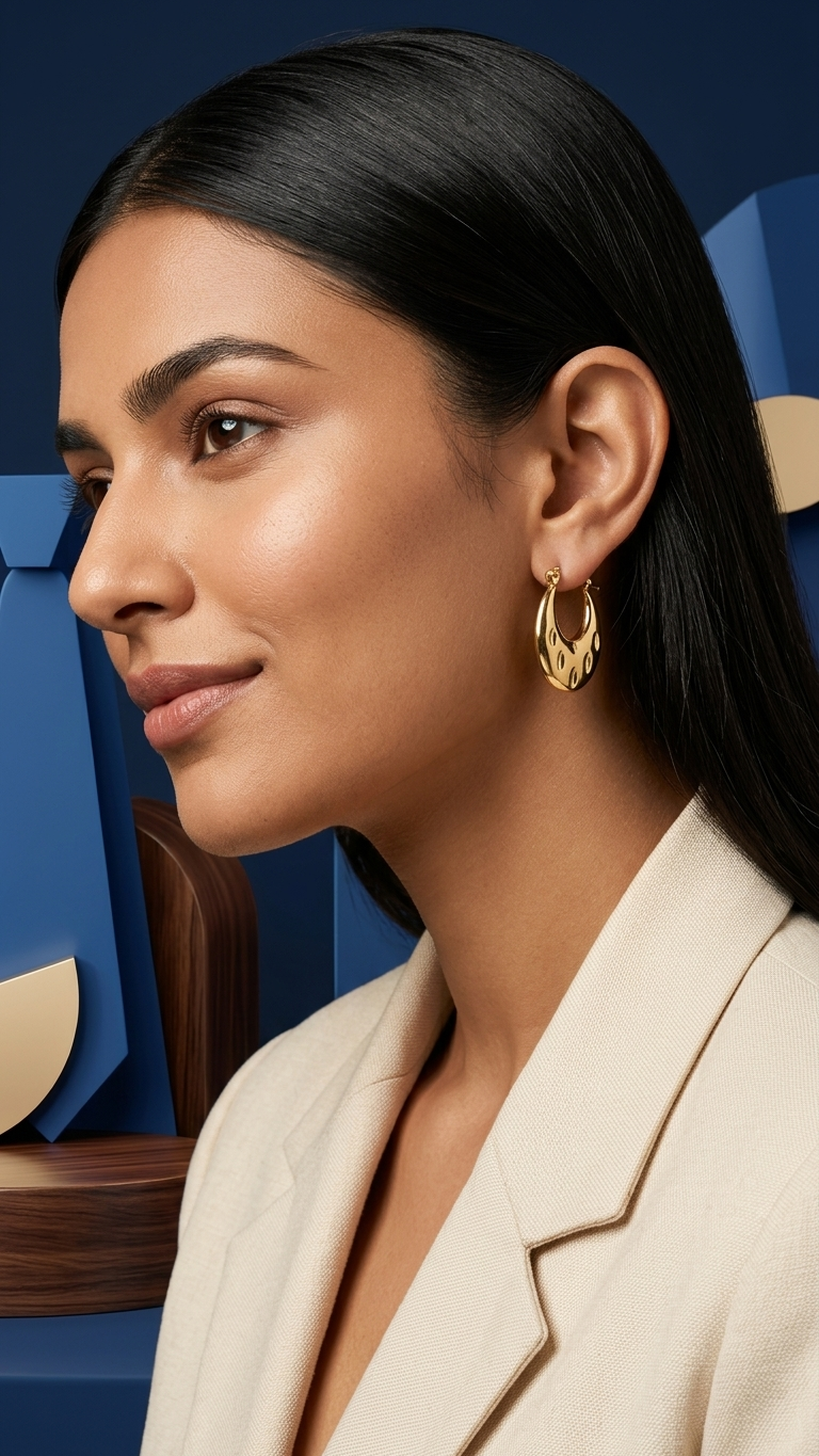 Sculpted Gold Hoop Earrings