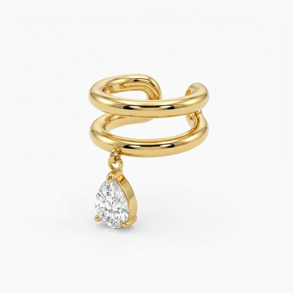 Teardrop Crystal Ear-Cuff (Single Ear)
