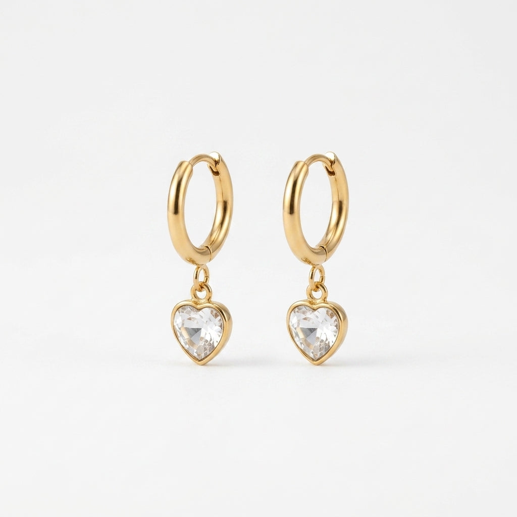 Crystal Heart Hoop Earrings