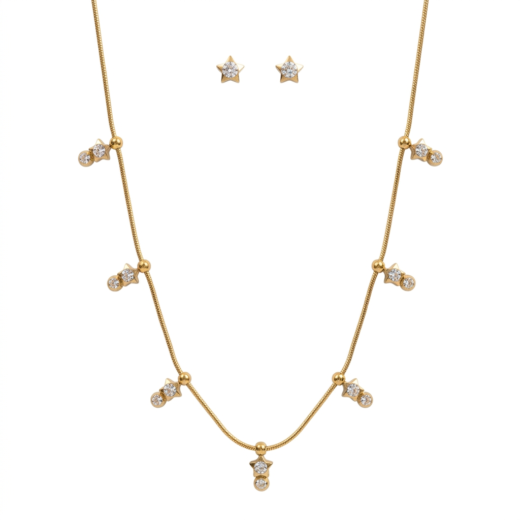 Celestial Star Charm Necklace & Earrings Set