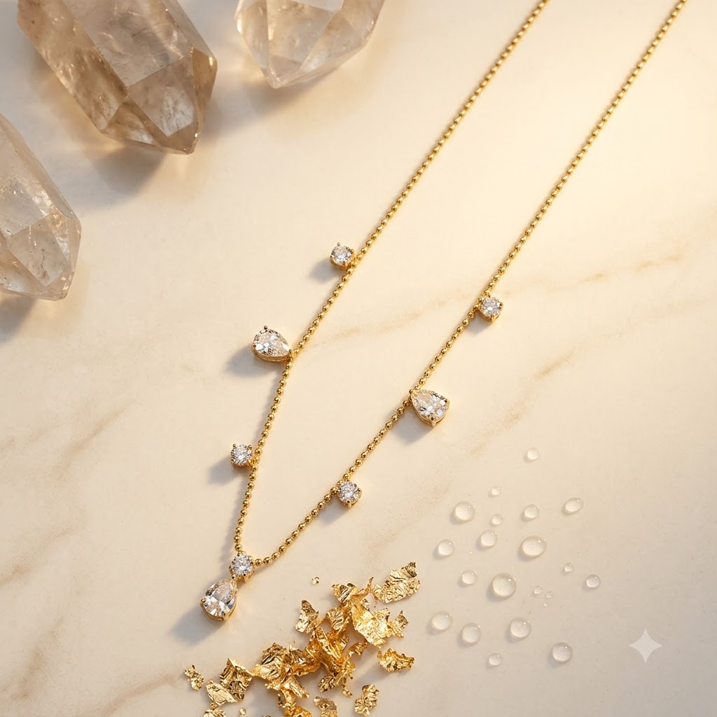 Celeste Teardrop Charm Necklace