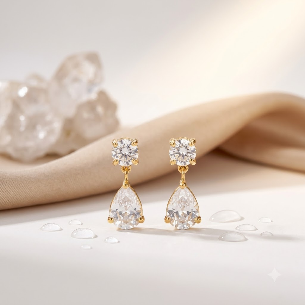 Gold-Tone Crystal Teardrop Earrings