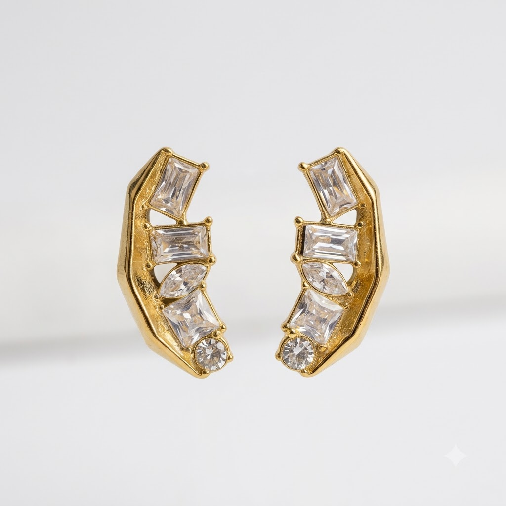 Gold Crystal Statemen Earring