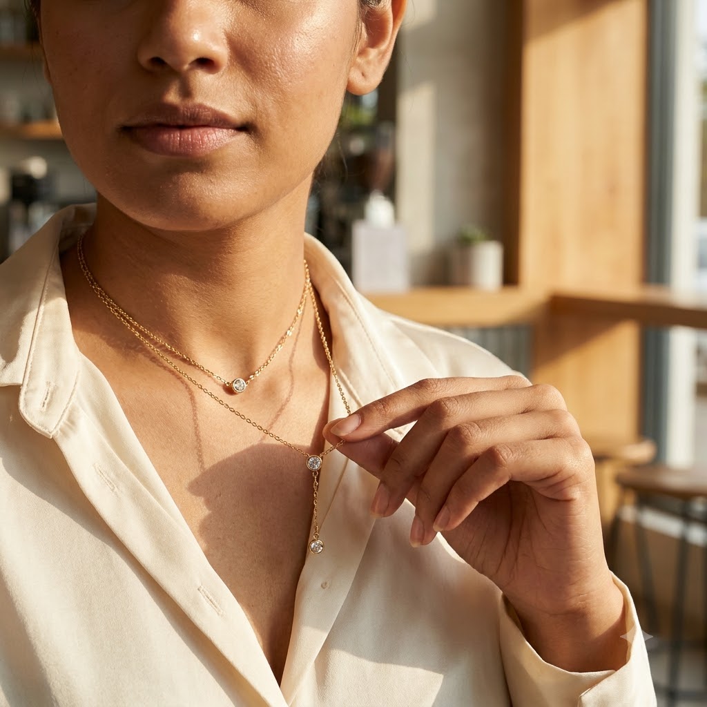 Double-Layered Crystal Drop Necklace