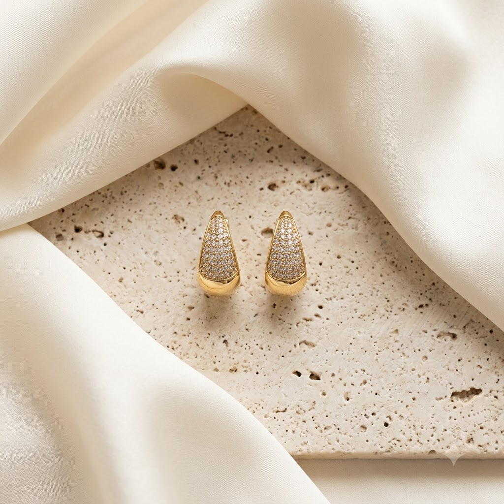 Gold-Tone Pave Crystal Hoop Earrings