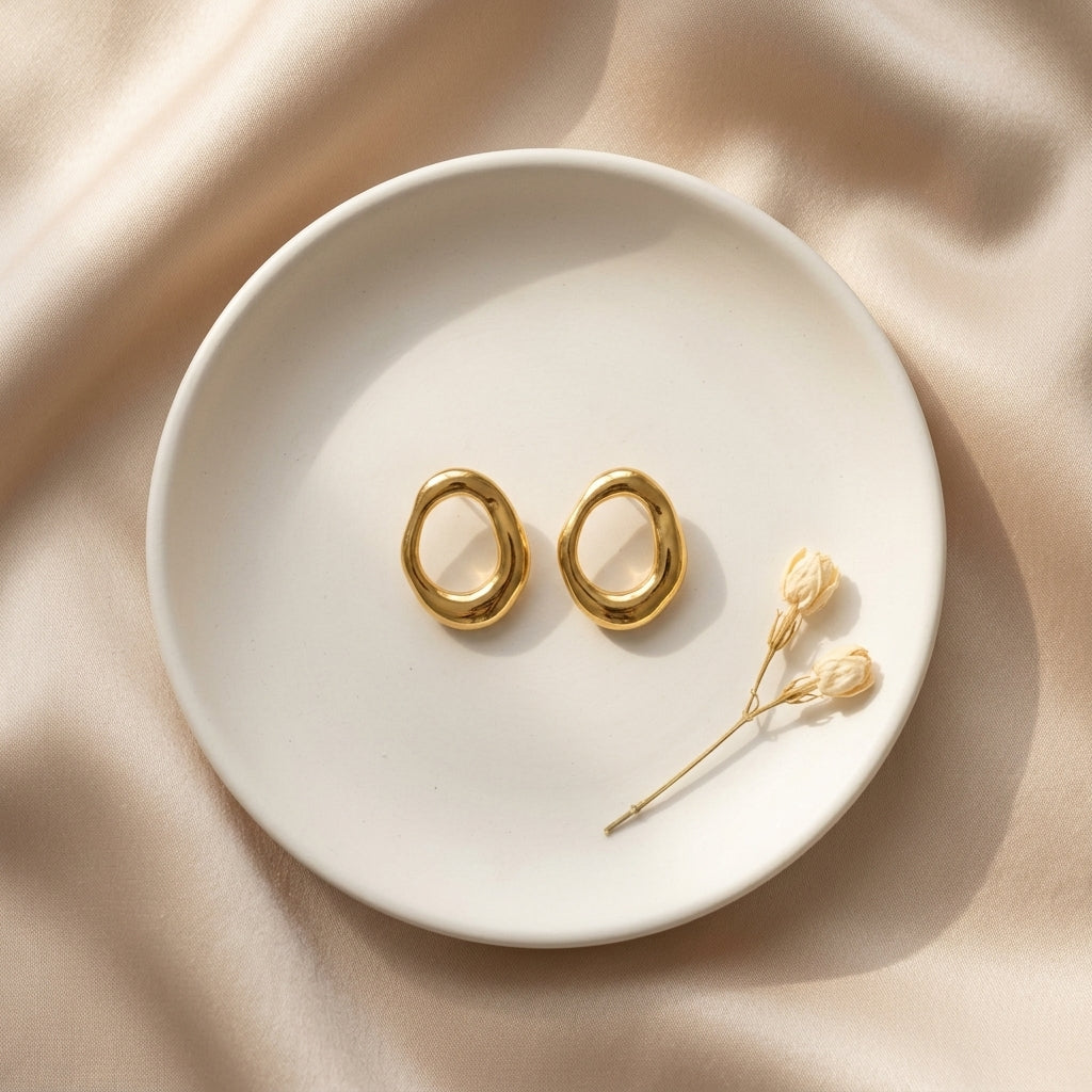 Organic Oval Stud Earrings