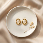 Organic Oval Stud Earrings