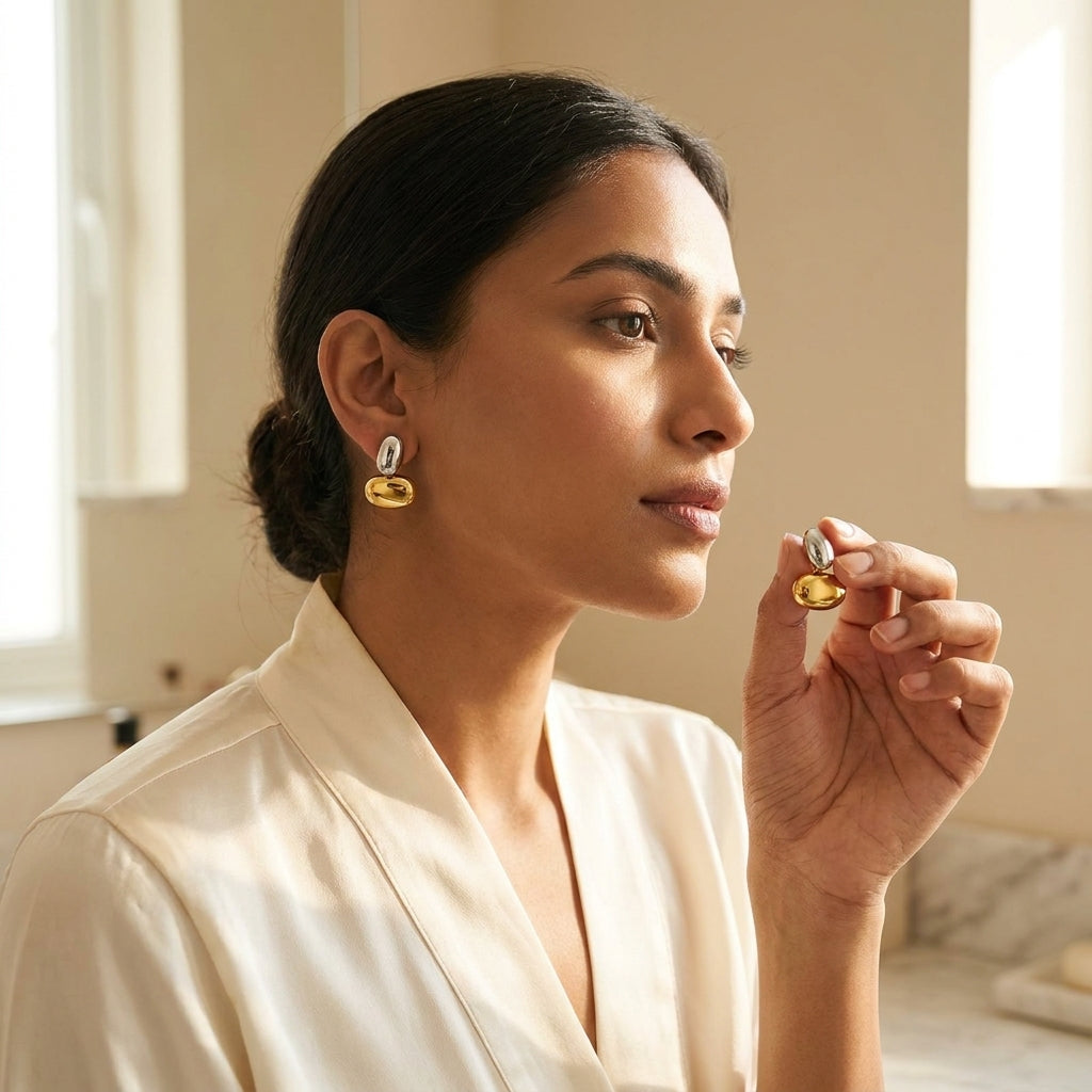 Luxe Dual Tone Statement Earrings
