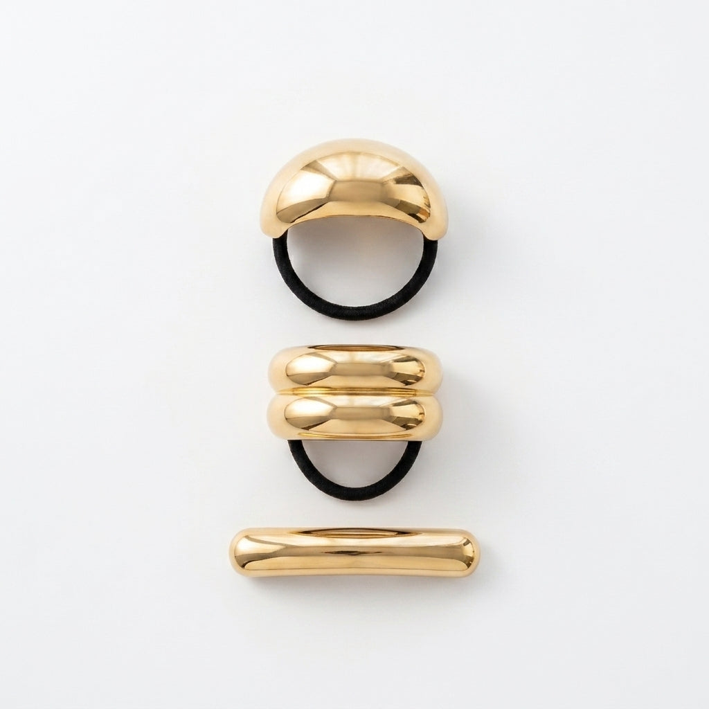 Minimalist Gold Hair Cuff Set