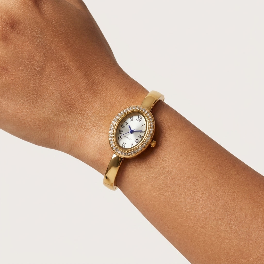 Crystal Bezel Bangle Watch
