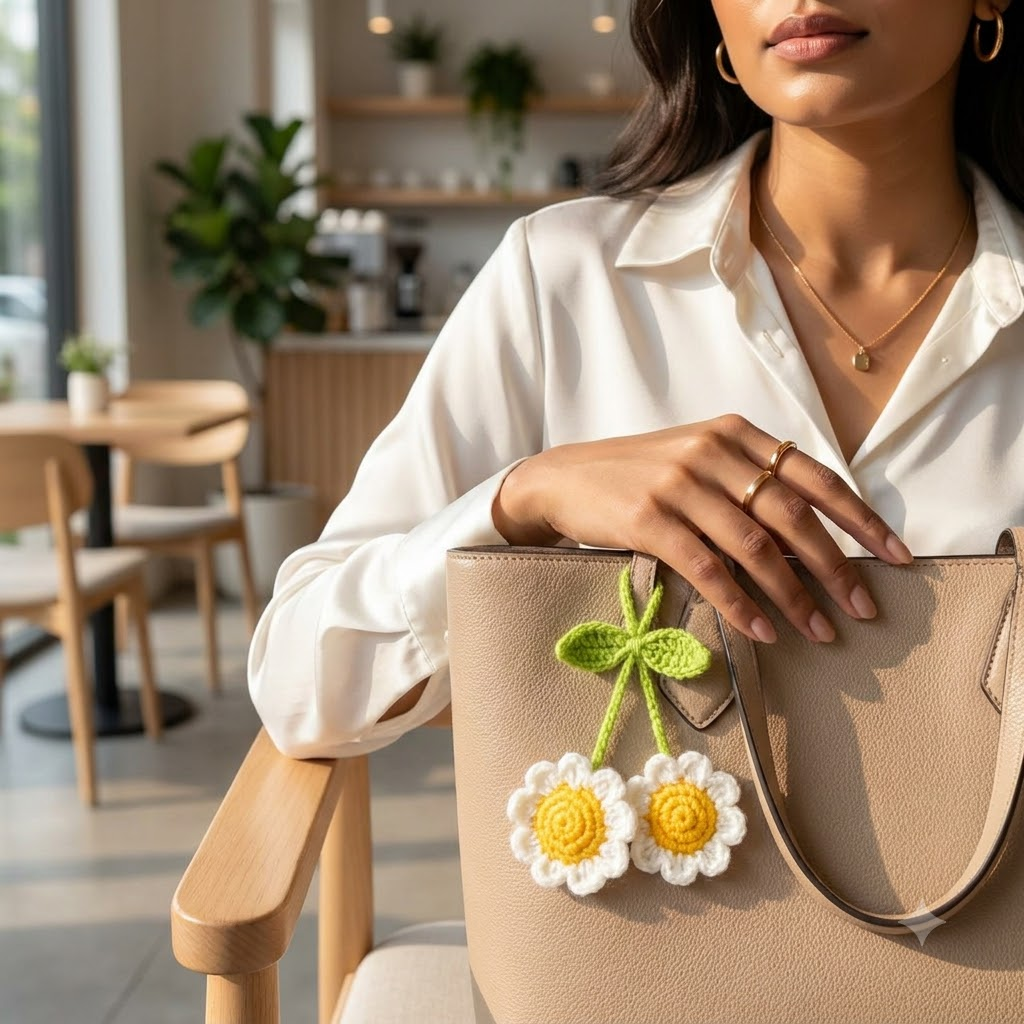 Handmade Daisy Flower Bag Charm