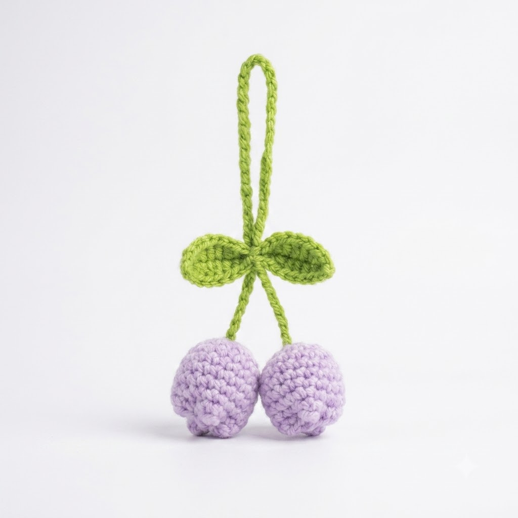 Lavender Handmade Cherry Bag Charm