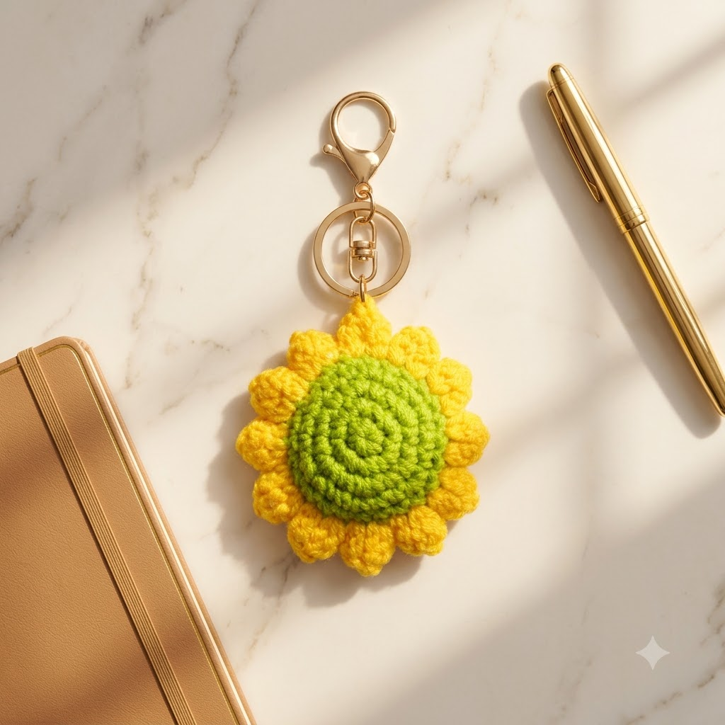 Crochet Sunflower Keychain