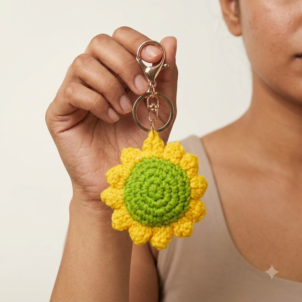 Crochet Sunflower Keychain