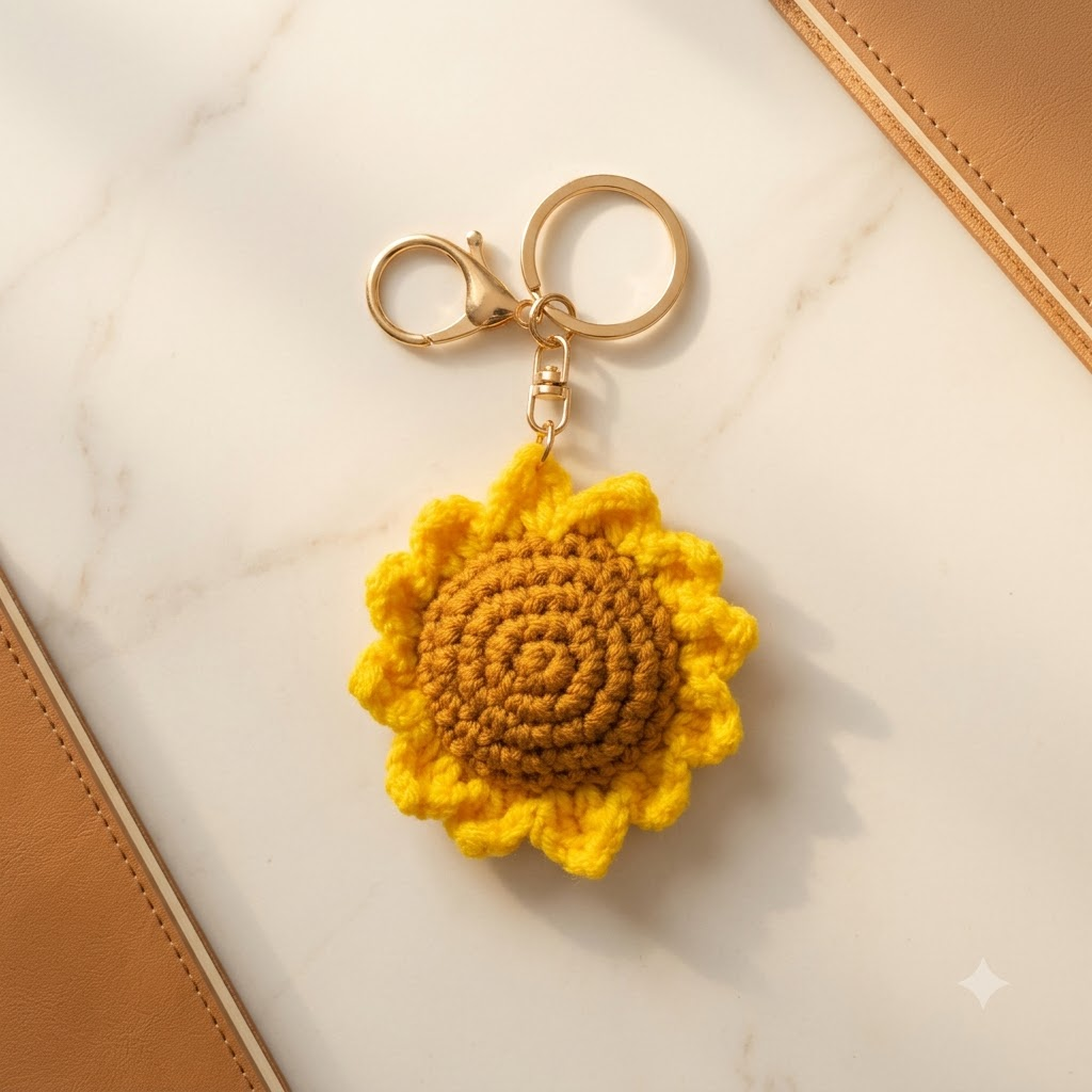 Crochet Sunflower Keychain