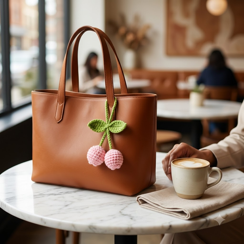 Handmade Cherry Bag Charm