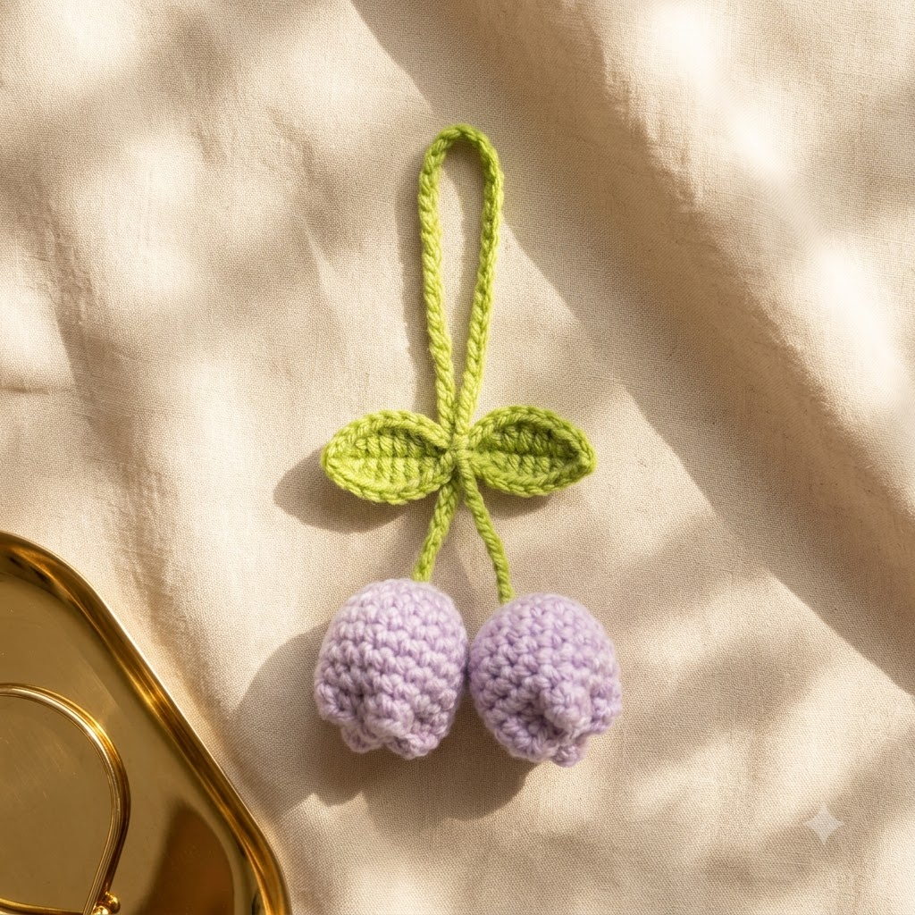 Lavender Handmade Cherry Bag Charm