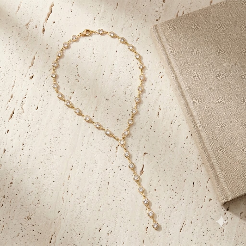 Y-Shaped Crytal Necklace (Long)
