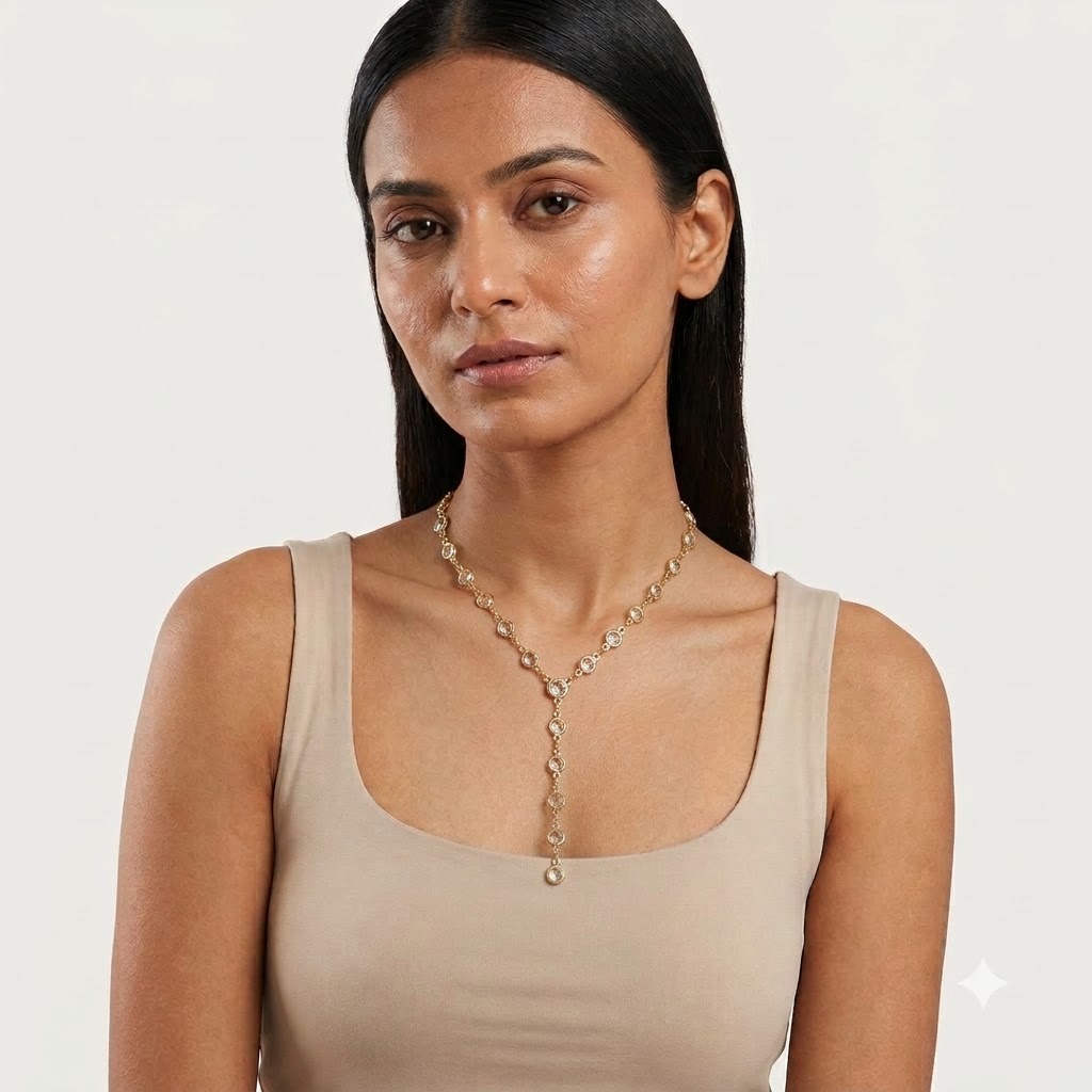 Y-Shaped Crytal Necklace (Long)