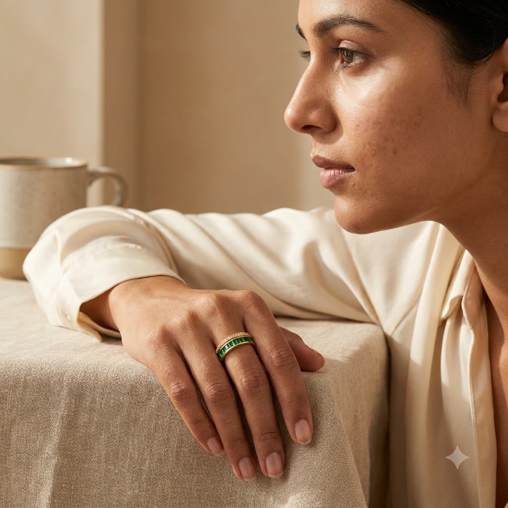 Adjustable Green Stone Ring