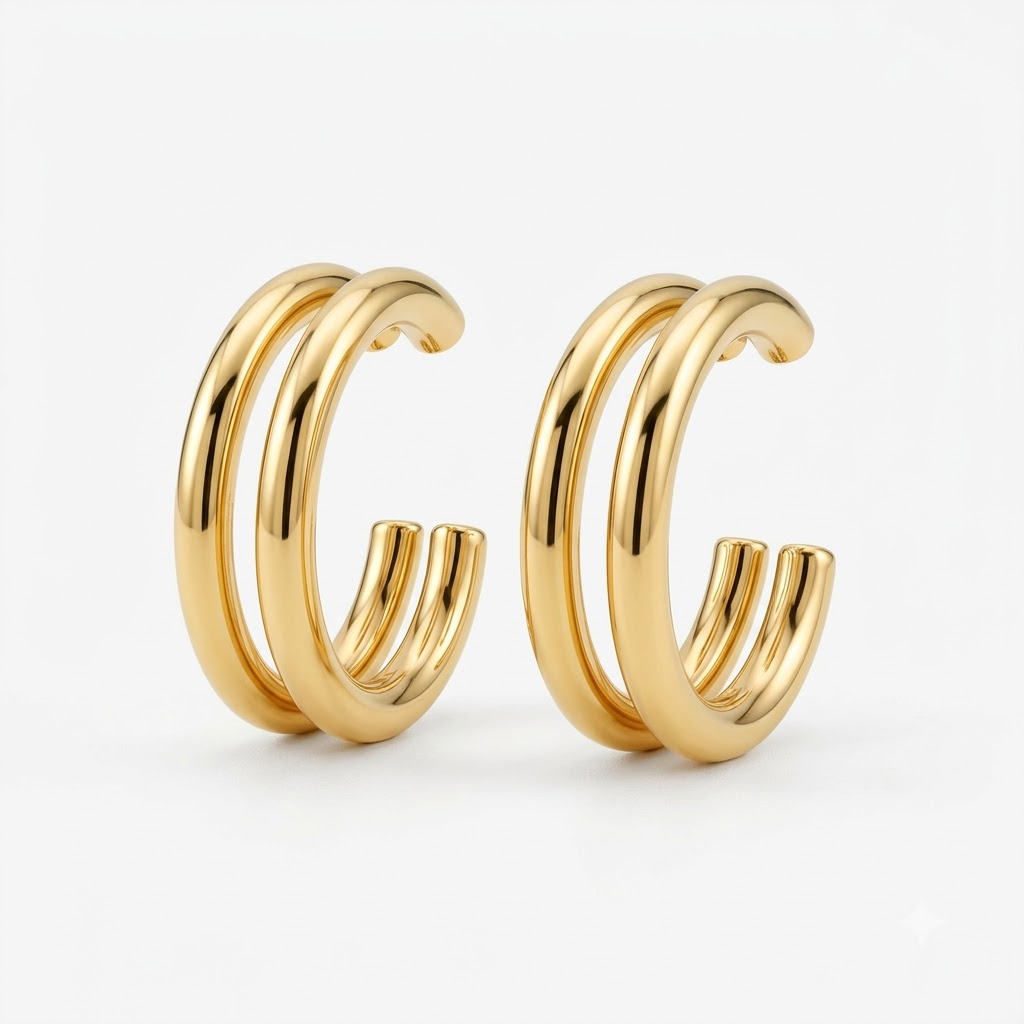 Twist Double Hoop Ear Cuff Set – Set of 2