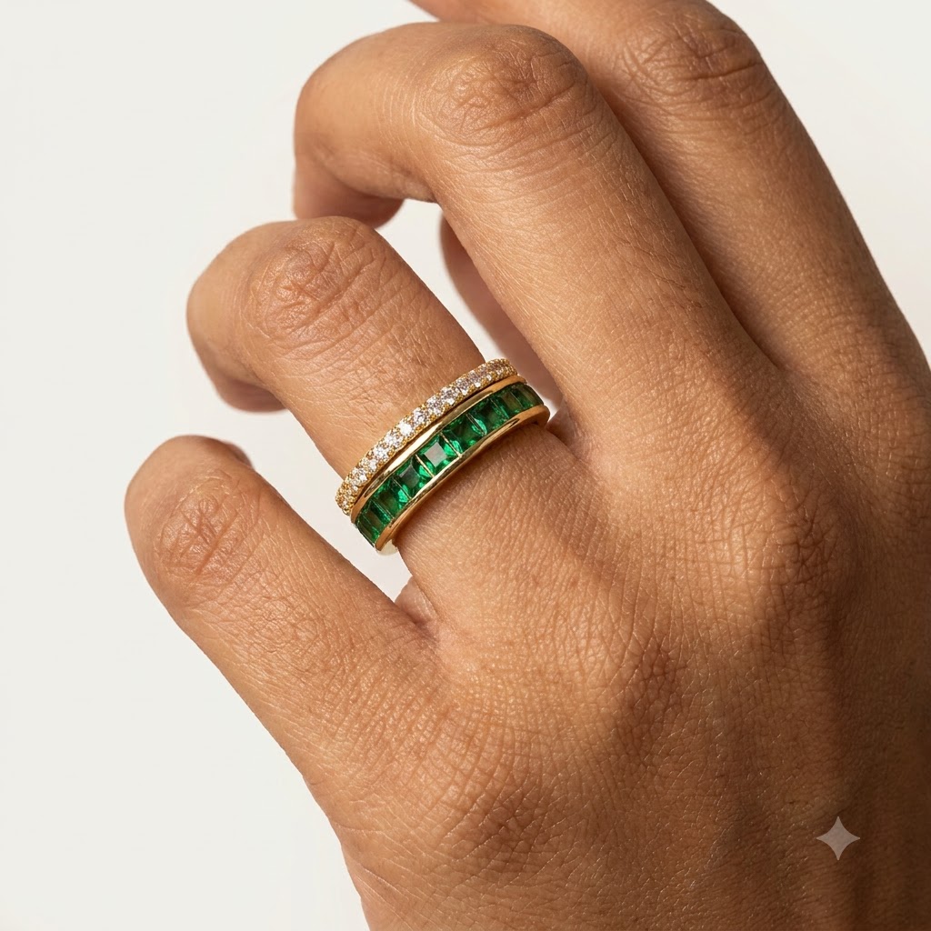Adjustable Green Stone Ring