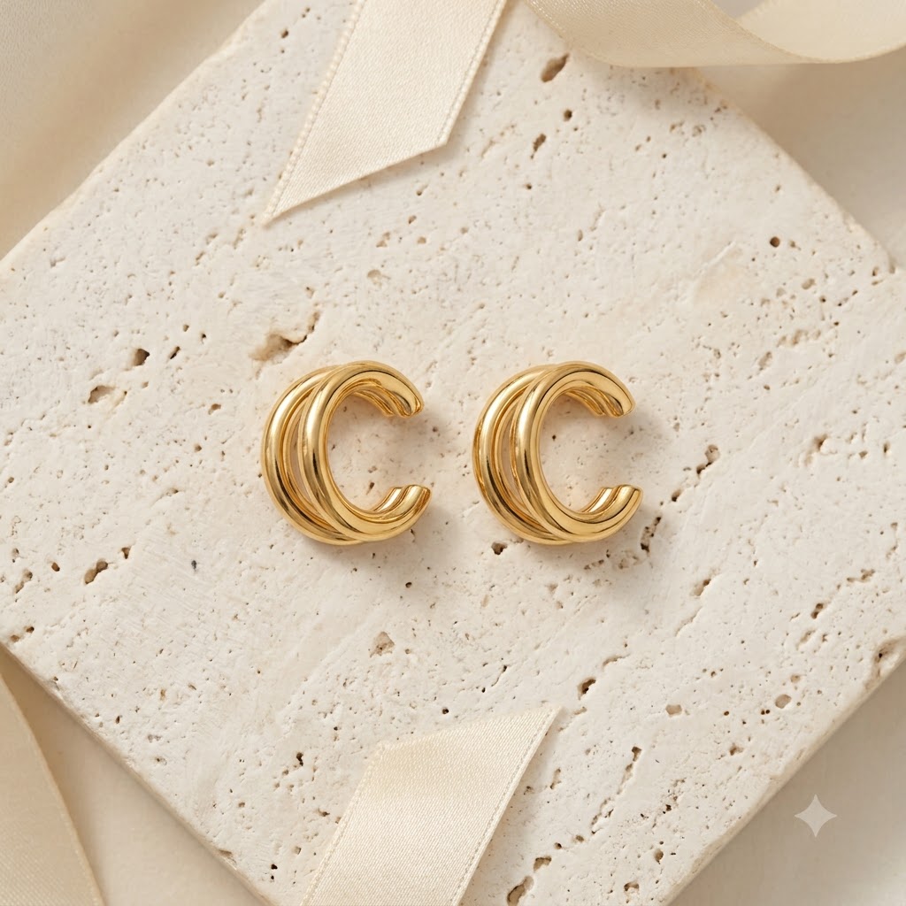 Twist Double Hoop Ear Cuff Set – Set of 2
