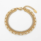 Multi-Layer Gold Crystal Chain Bracelet