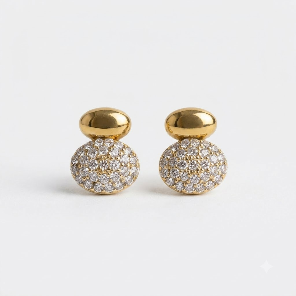 Gold-Tone Pave Crystal Stud Earrings