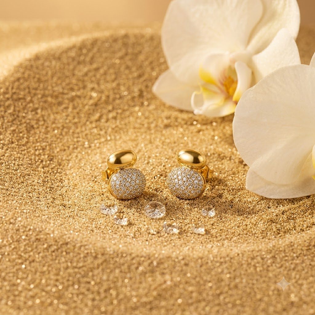 Gold-Tone Pave Crystal Stud Earrings