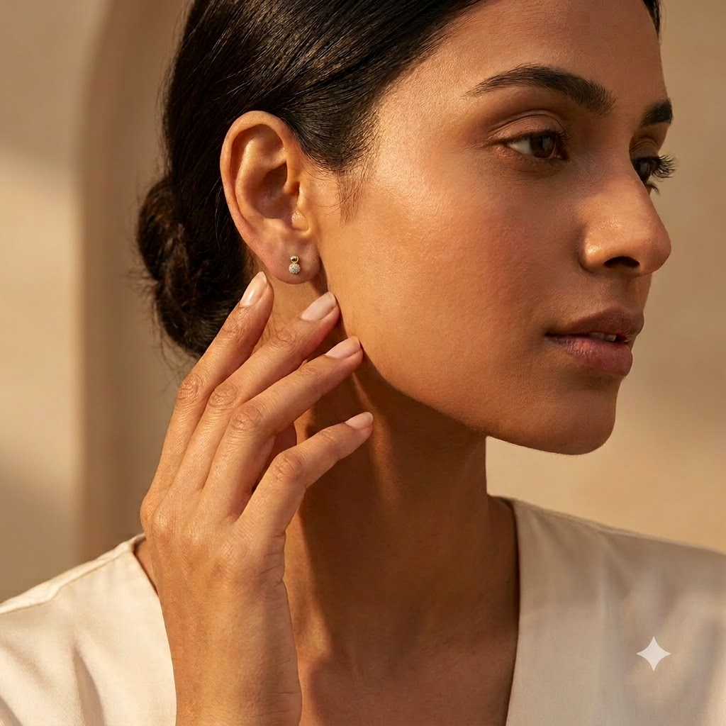 Gold-Tone Pave Crystal Stud Earrings