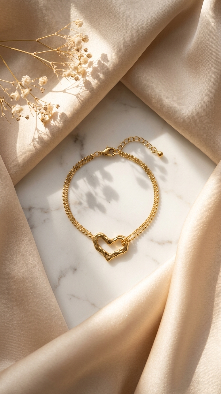 Crushed Heart Pendant Bracelet
