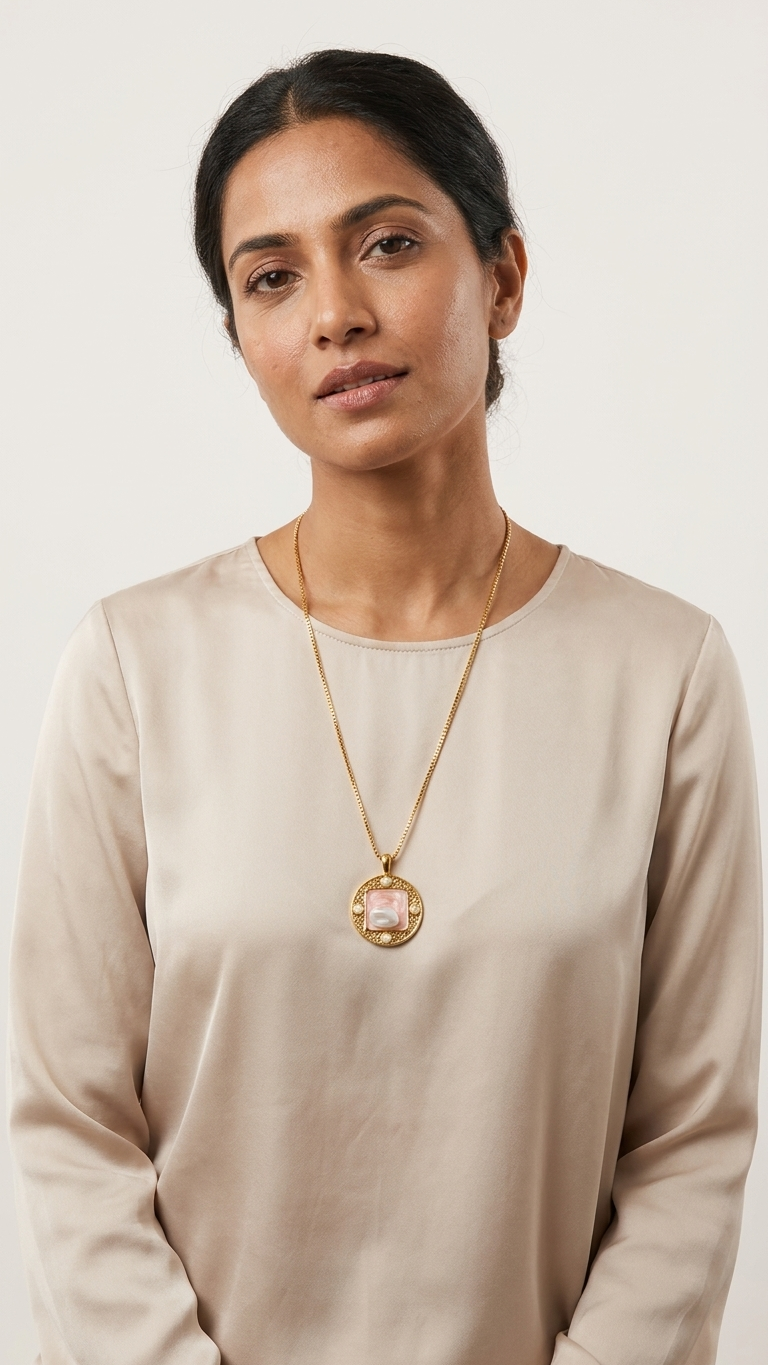 Blush Pearl Medallion Necklace